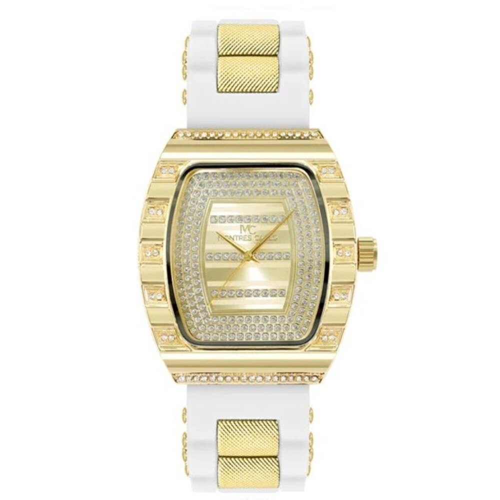52mm Montres Carlo Men's Sport Fashion Luxury Silicone Band Stones Wrist Watch
